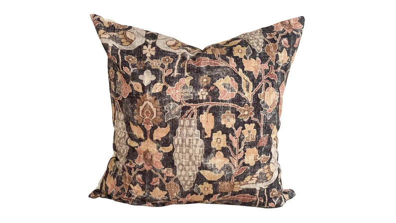 Collette decorative pillow cover, Black rust salmon tan beige pattered pillow cover, large scale ... | Etsy (US)