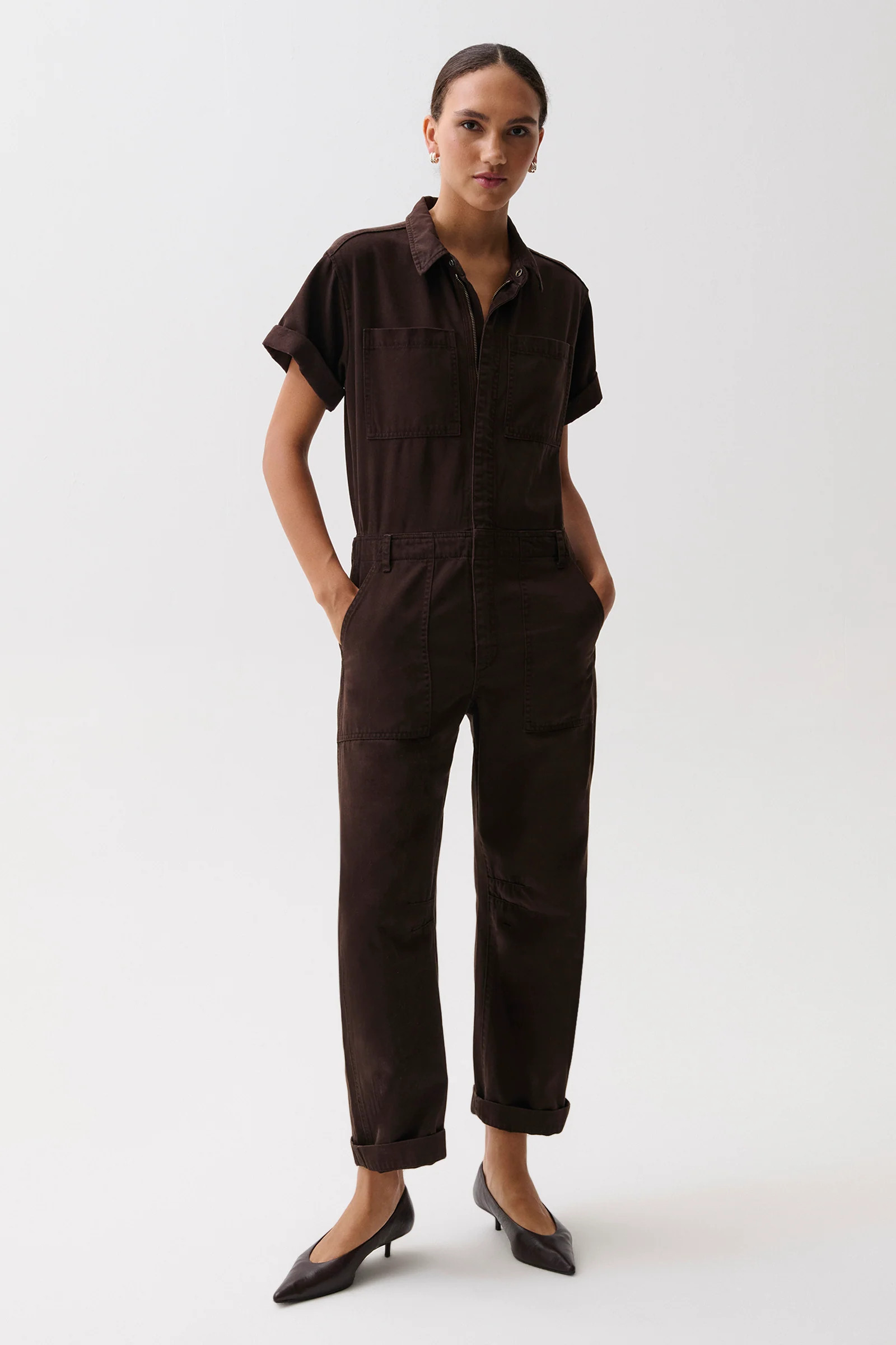 Cruz Barrel Leg Jumpsuit- Mocha | Pistola Denim