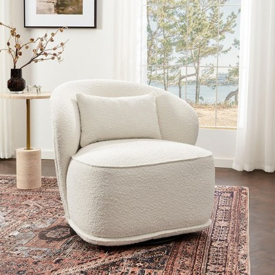 KINWELL Modern Boucle Upholstered 360° Swivel Accent Chair - Beige | Target