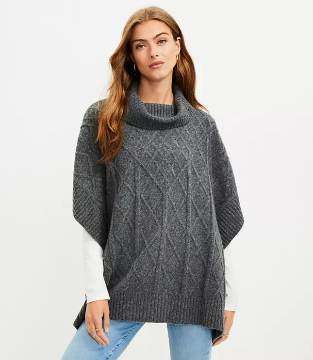Stitchy Turtleneck Poncho | LOFT