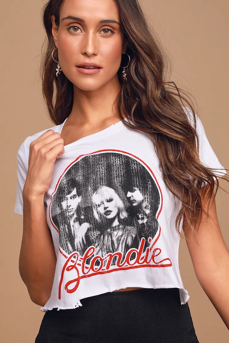 Blondie White Distressed Cropped Graphic Tee | Lulus