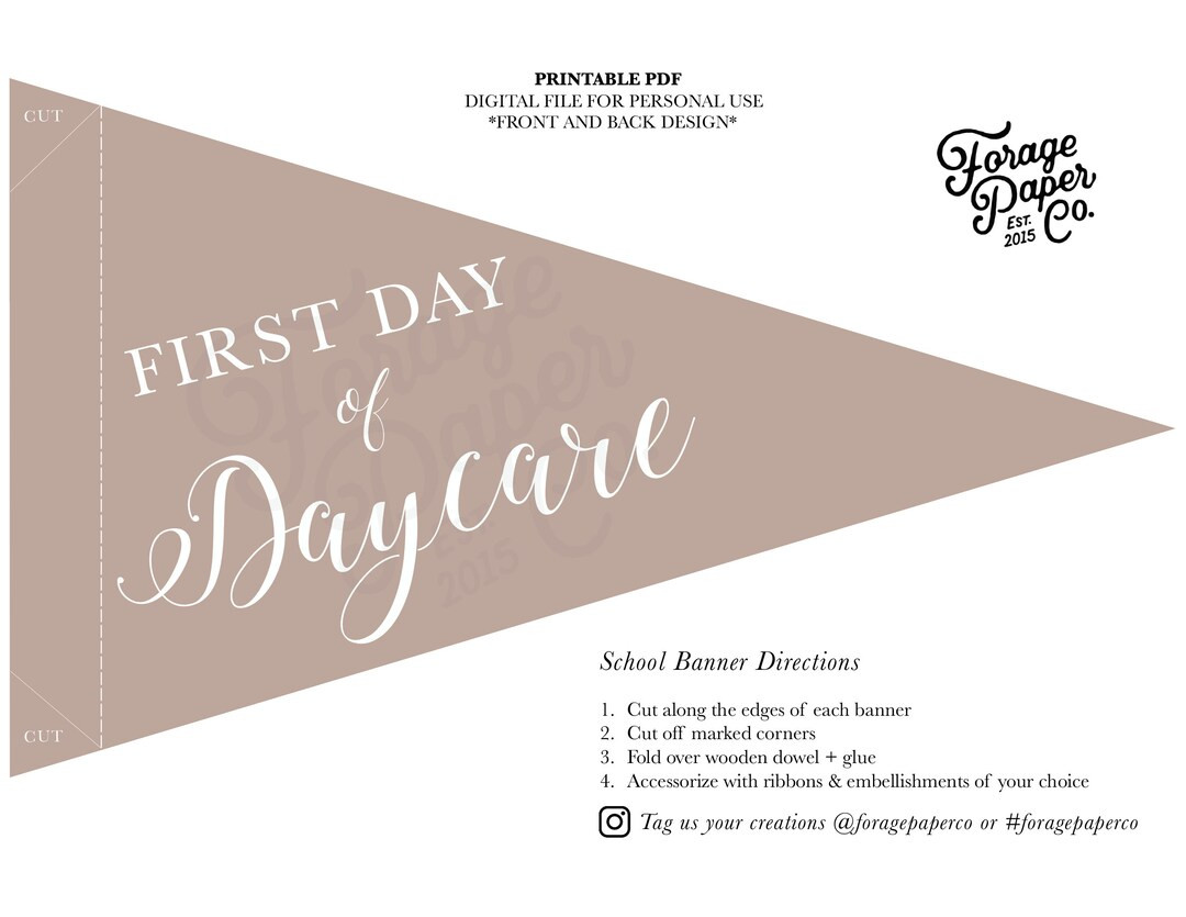 First Day of Daycare Downloadable Sign, Back to School Daycare Pennant, Boho 1st Day Daycare Nurs... | Etsy (US)
