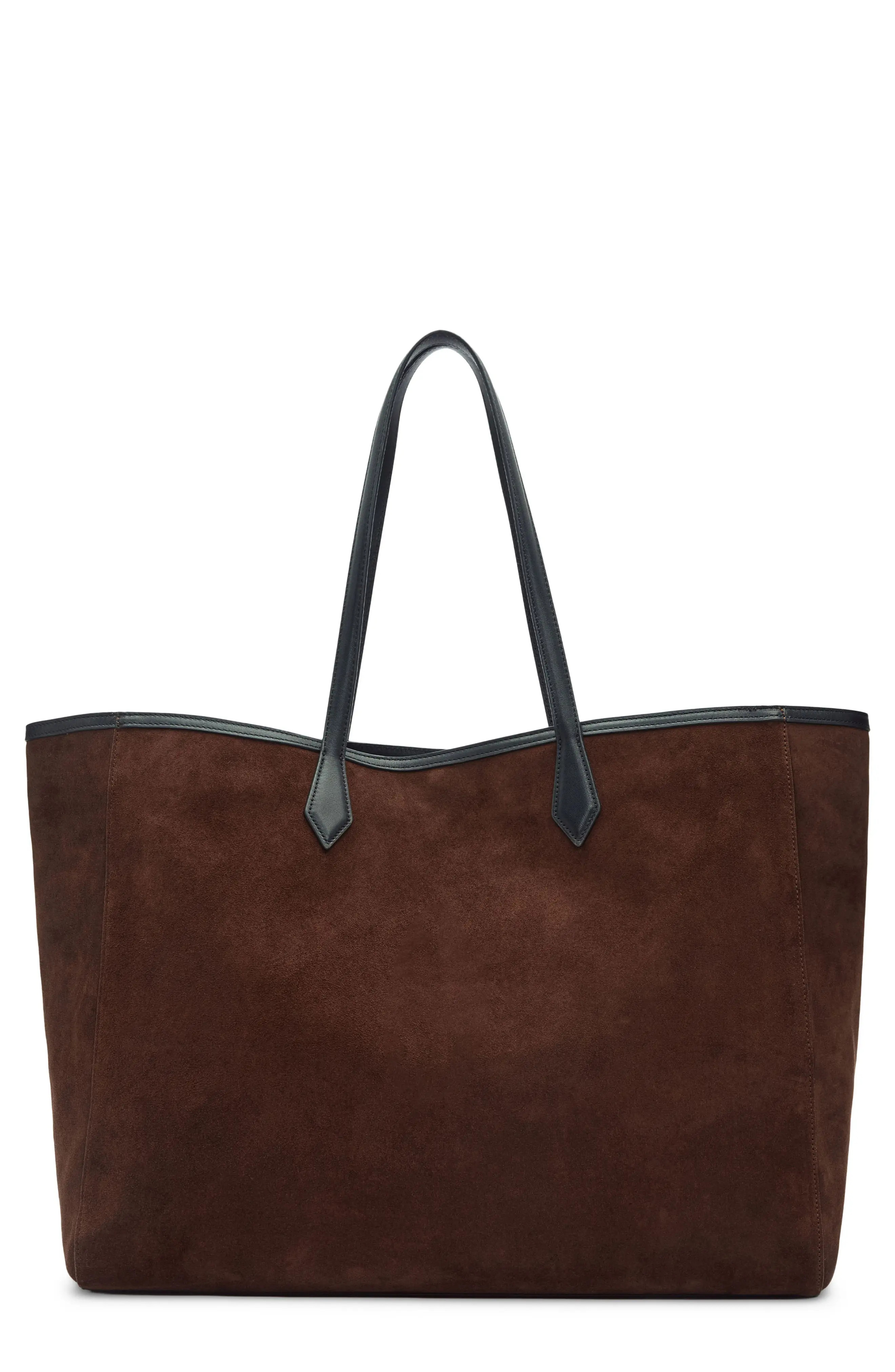 Reformation Sofia Leather Tote in Espresso Suede Black Leather at Nordstrom | Nordstrom