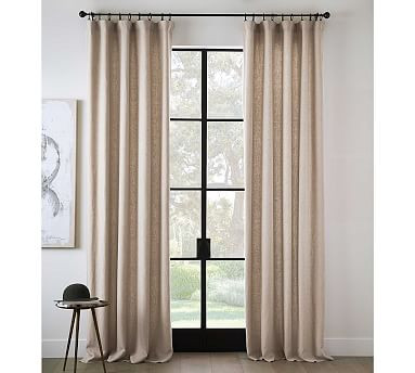 Classic Belgian Flax Linen Rod Pocket Curtain - Dark Flax | Pottery Barn (US)