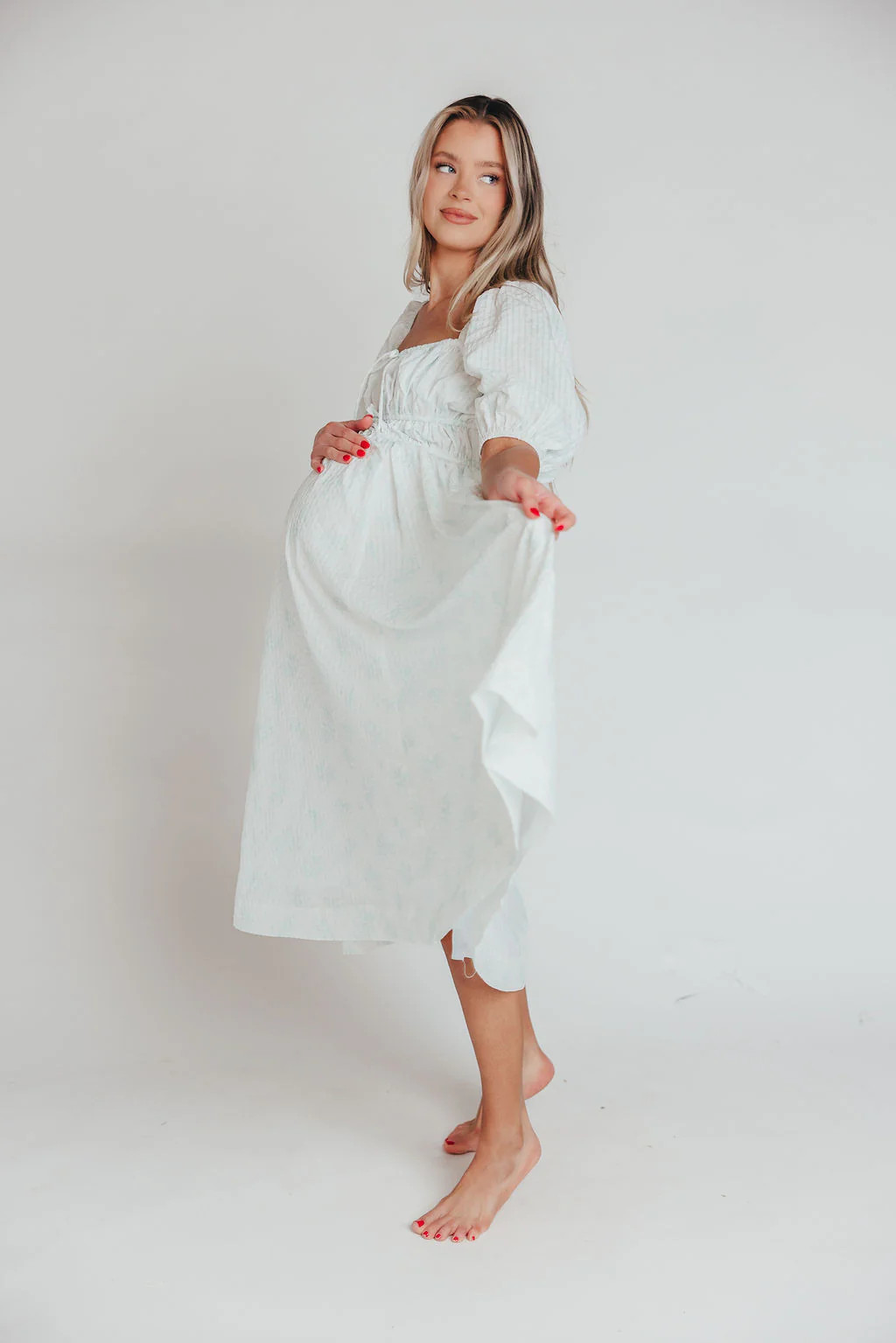 Edda Coastal Midi Dress in Sage - Bump Friendly & Inclusive Sizing (S- | Worth Collective