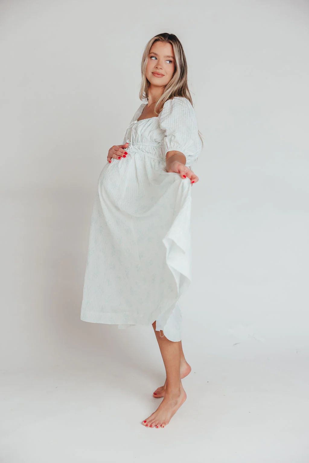 Edda Coastal Midi Dress in Sage - Bump Friendly & Inclusive Sizing (S- | Worth Collective