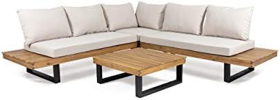 Amazon.com : Christopher Knight Home 312764 Jerome Outdoor Acacia Wood 5 Seater Sofa Sectional, T... | Amazon (US)