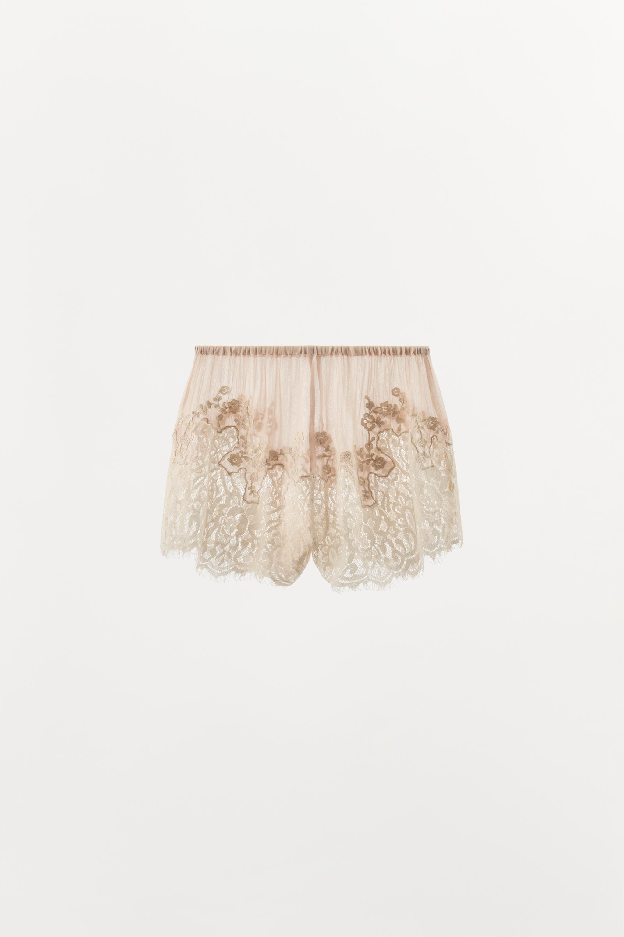 EMBROIDERED LACE GEORGETTE SHORTS | Zara US