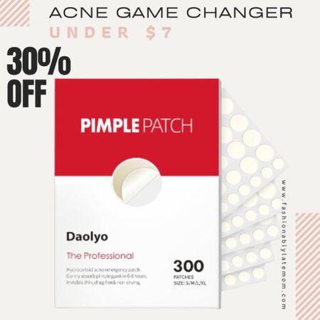 These are a game changer! 
Fashionablylatemom 
Pimple Patches for Face, 4 Size 300 Counts Acne Patches, Hydrocolloid Patches for Covering Zits and Blemishes, Spot Stickers with Salicylic Acid, Tea Tree Oil & Calendula Oil
Daolyo acne patches are made of hydrocolloid, adhering closely to the skin while being breathable and waterproof. They exhibit outstanding adhesion, staying securely in place even through night movements and pillow pressure. The pimple patches can be easily removed in the morning without causing irritation or redness. This spot patch is a hydrocolloid patch that accelerates the blemish spot treatment overnight.

#LTKbeauty