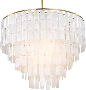 TOCHIC Capiz Shell Chandelier, 6-Light Chandelier for Dining Room, Gold Coastal Chandelier with N... | Amazon (US)
