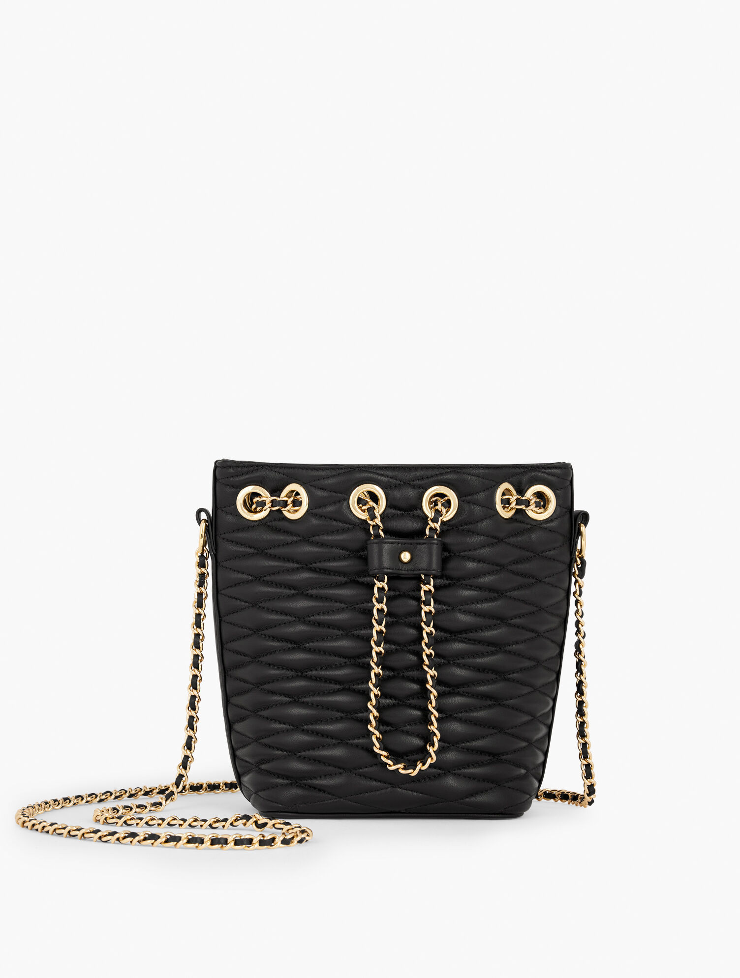 Quilted Leather Drawstring Bucket Bag | Talbots