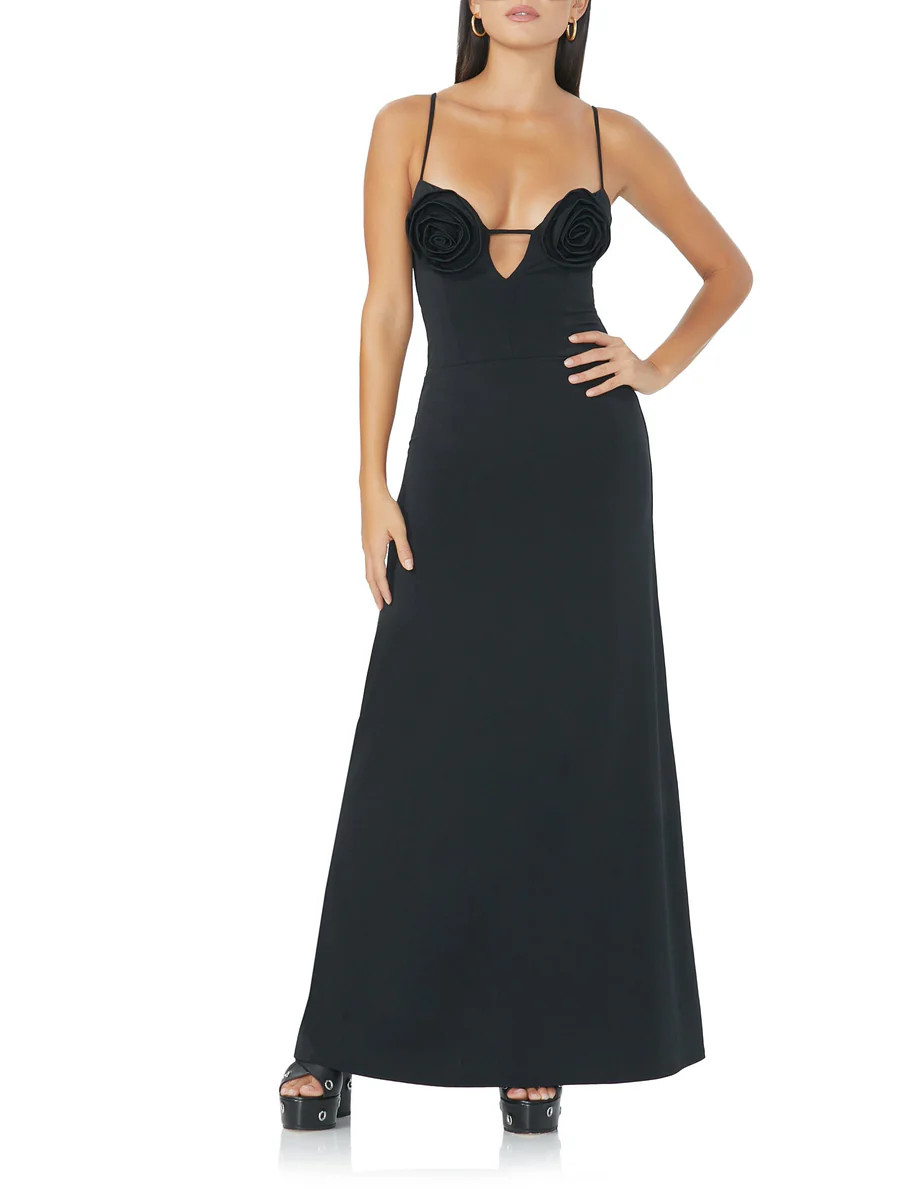 Remi Rosette Maxi Dress - Noir | ShopAFRM
