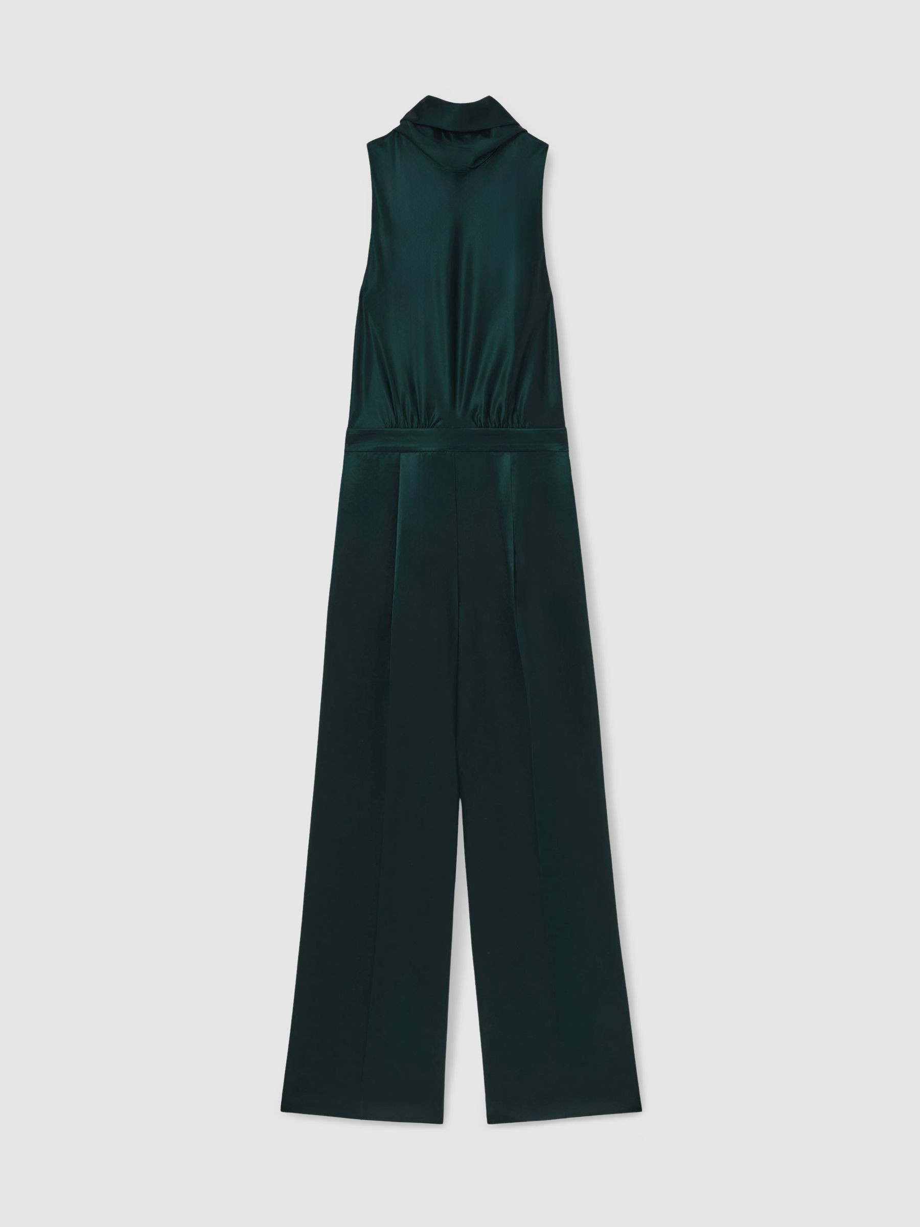Reiss Satin Cape-Sash Jumpsuit in Teal Green | REISS | Reiss US