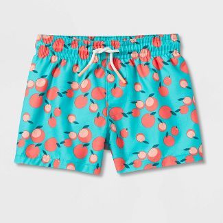 Baby Boys' Fruit Print Swim Shorts - Cat & Jack™ Peach Orange | Target