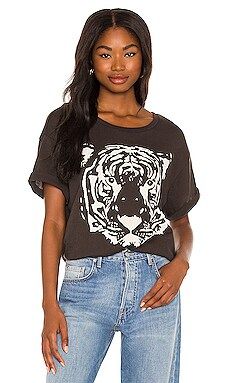 Chaser Tiger Rolled Sleeve Tee in Vintage Black from Revolve.com | Revolve Clothing (Global)