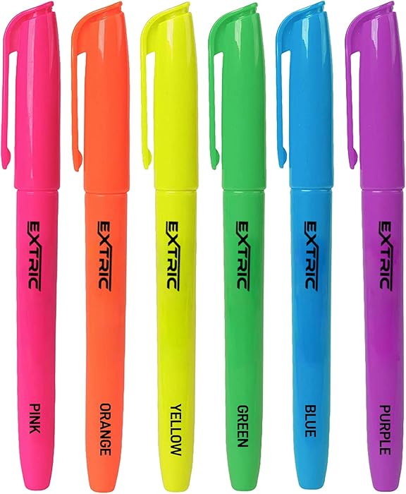 EXTRIC 6 Pack Highlighters, Fluorescent Assorted Colors, Quick Dry, Pen Style Chisel Tip highligh... | Amazon (US)