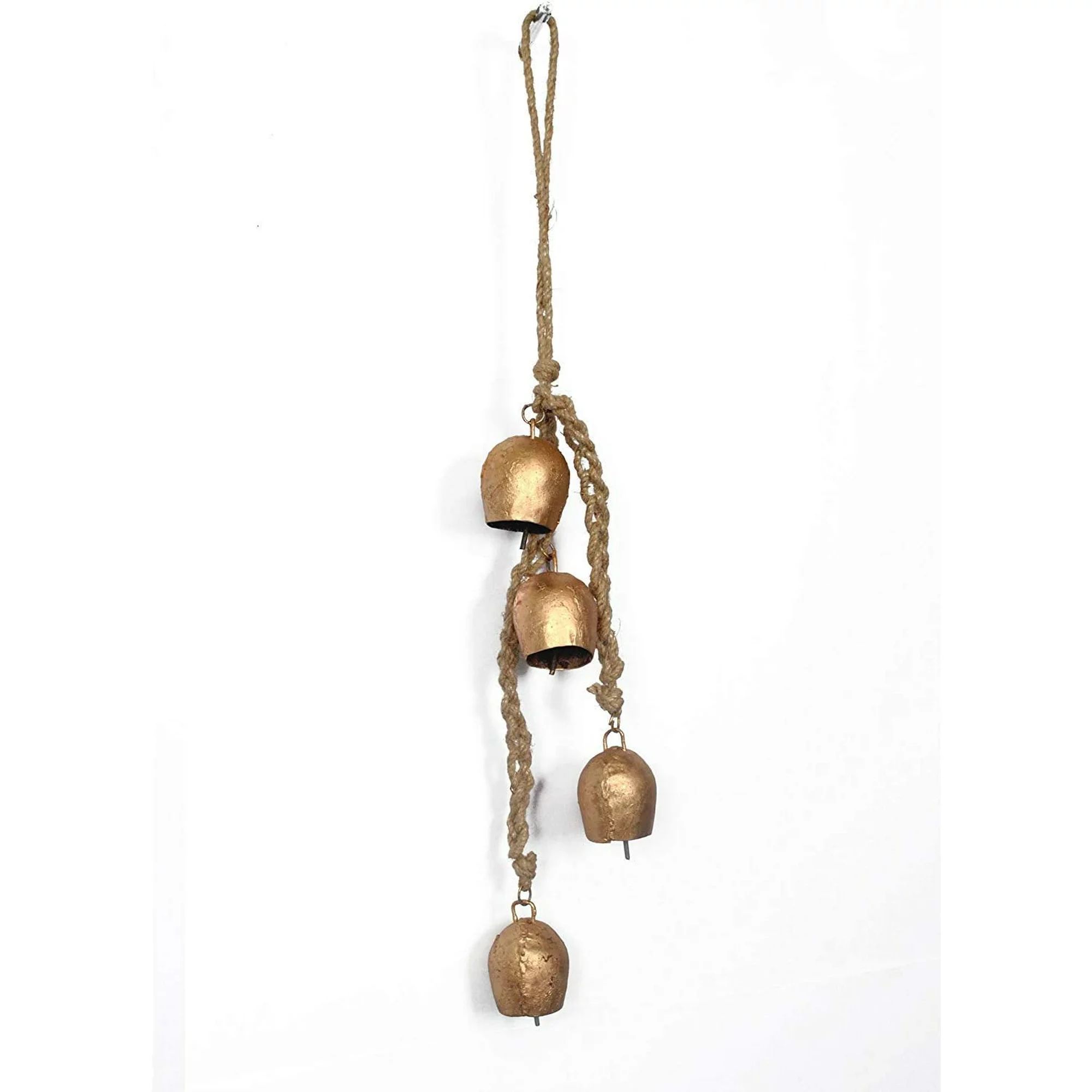 Iron Wrought Bell Chime Handmade Brass Finish Wall Hanging Rope 4 Bell Christmas bells Door Bells | Walmart (US)