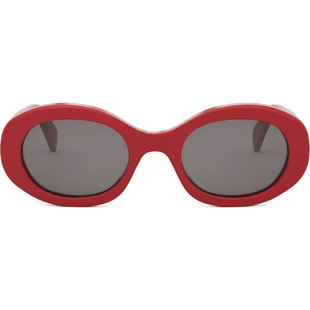CELINE Triomphe 52mm Oval Sunglasses in Red/Smoke at Nordstrom | Nordstrom