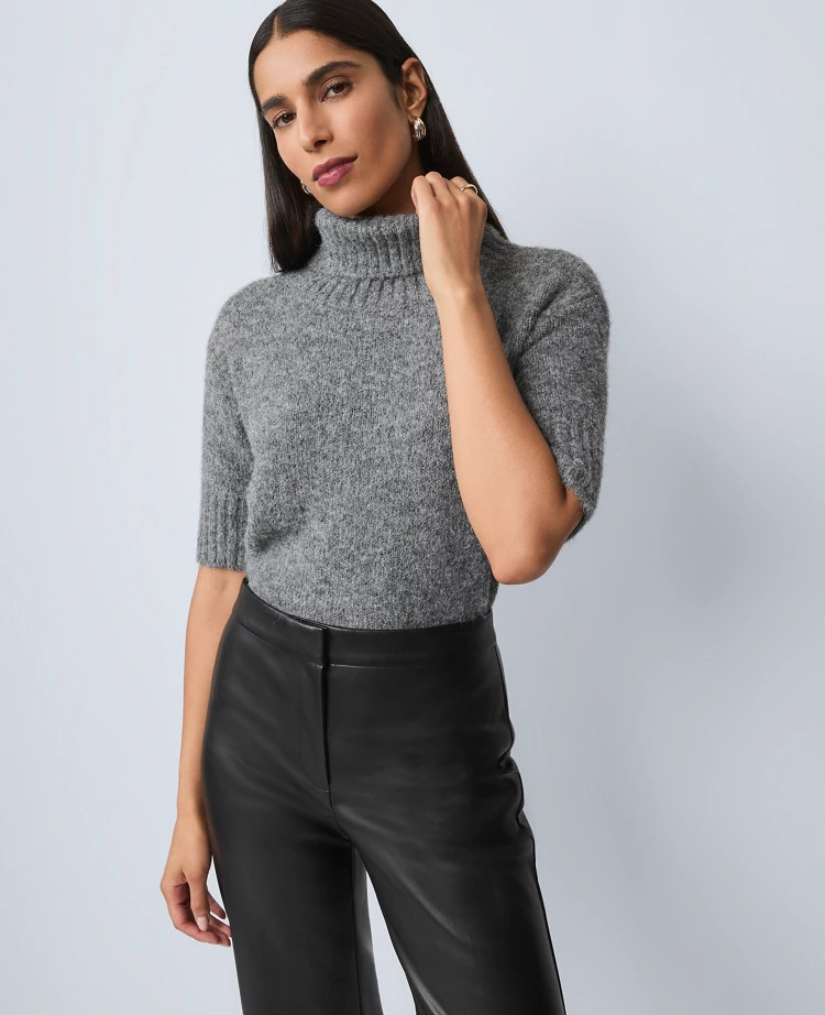 Turtleneck Elbow Sleeve Sweater Tee | Ann Taylor
