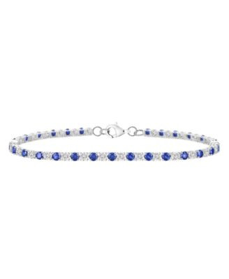 Macy's Lab-Grown Blue Sapphire (3-1/6 ct. t.w.) and Lab-Grown White Sapphire (3-1/6 ct. t.w.) Bracelet in Sterling Silver (Also Available in Multi-Sto | Macy's