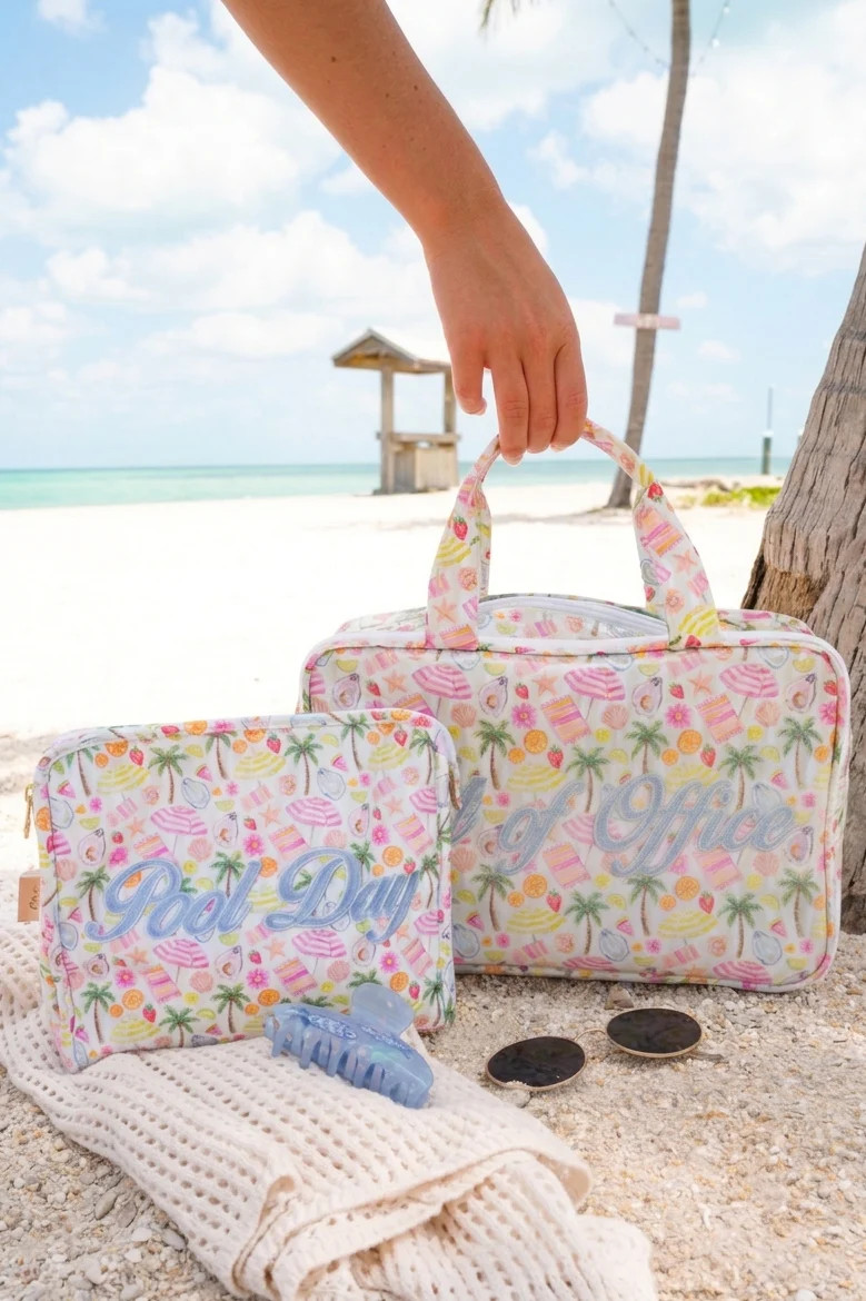 Tropical Toast Bundle (Pool Day Travel Pouch + Out of Office Toiletry Case) | KenzKustomz