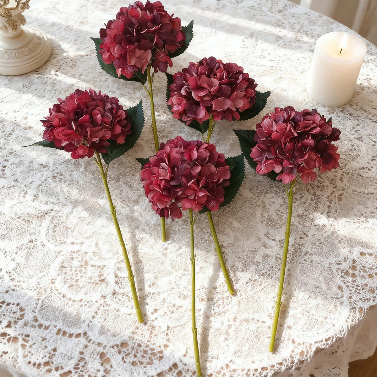 5Pcs Faux Hydrangeas Fake Flowers Artificial Hydrangea Flower With Stems Bouquets Arrangement For... | Wayfair North America