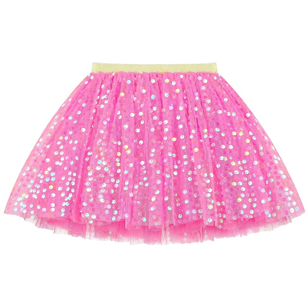 KEREDA Toddler Girls Layered Tutu Skirt Sparkling Sequin Tulle Dance Skirts | Amazon (US)
