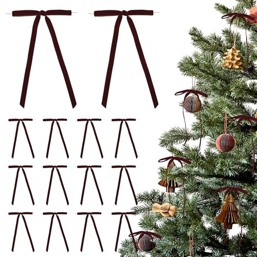 AIMUDI Burgundy Christmas Tree Bows 4.5" x 7" Wreath Bows Velvet Bows for Holiday Crafts, Garlands, Staircase, Home Outdoor Winter Christmas Decorations, 24 PCs | Amazon (US)