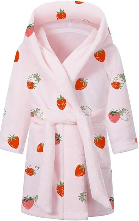 Umeyda Girls Fleece Hooded Robes, Warm Printed Bath Robe for Kids Soft Fuzzy Bathrobe for Gifts | Amazon (US)