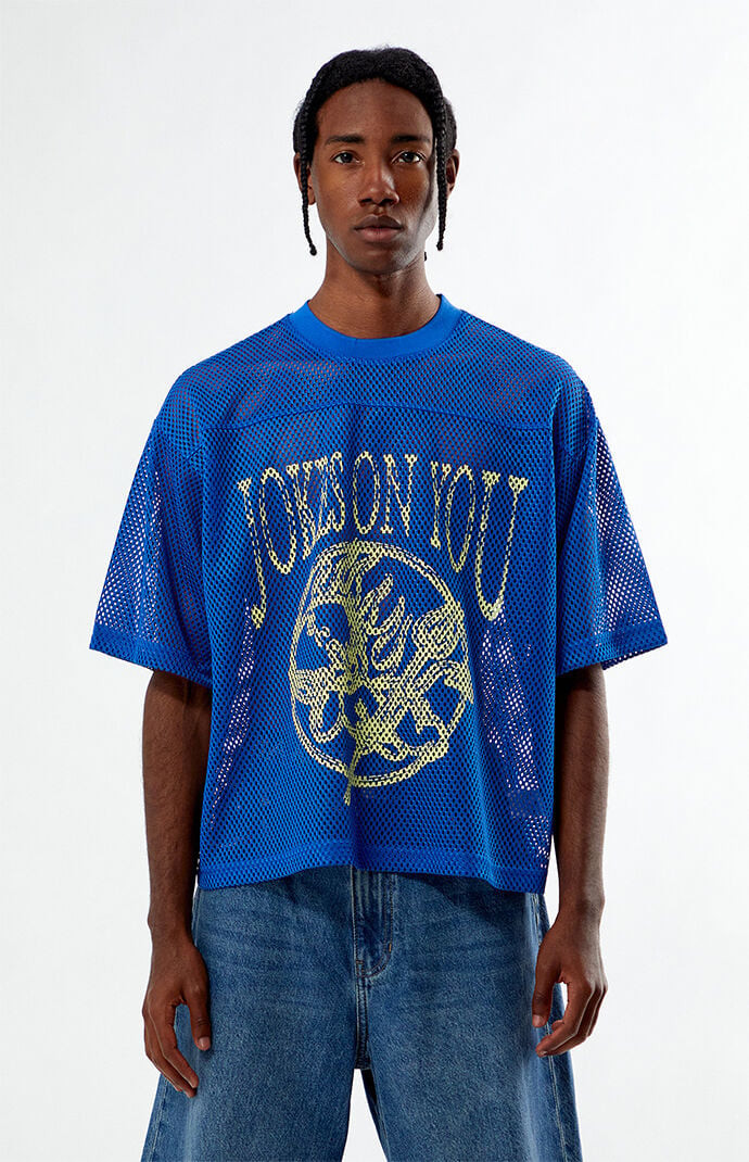 JOKES ON YOU Men's Joy Mesh Jersey in Blue - Size Medium | PacSun