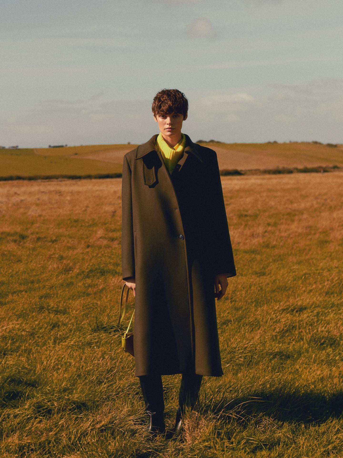 Wool blend coat with shirt collar | Massimo Dutti US