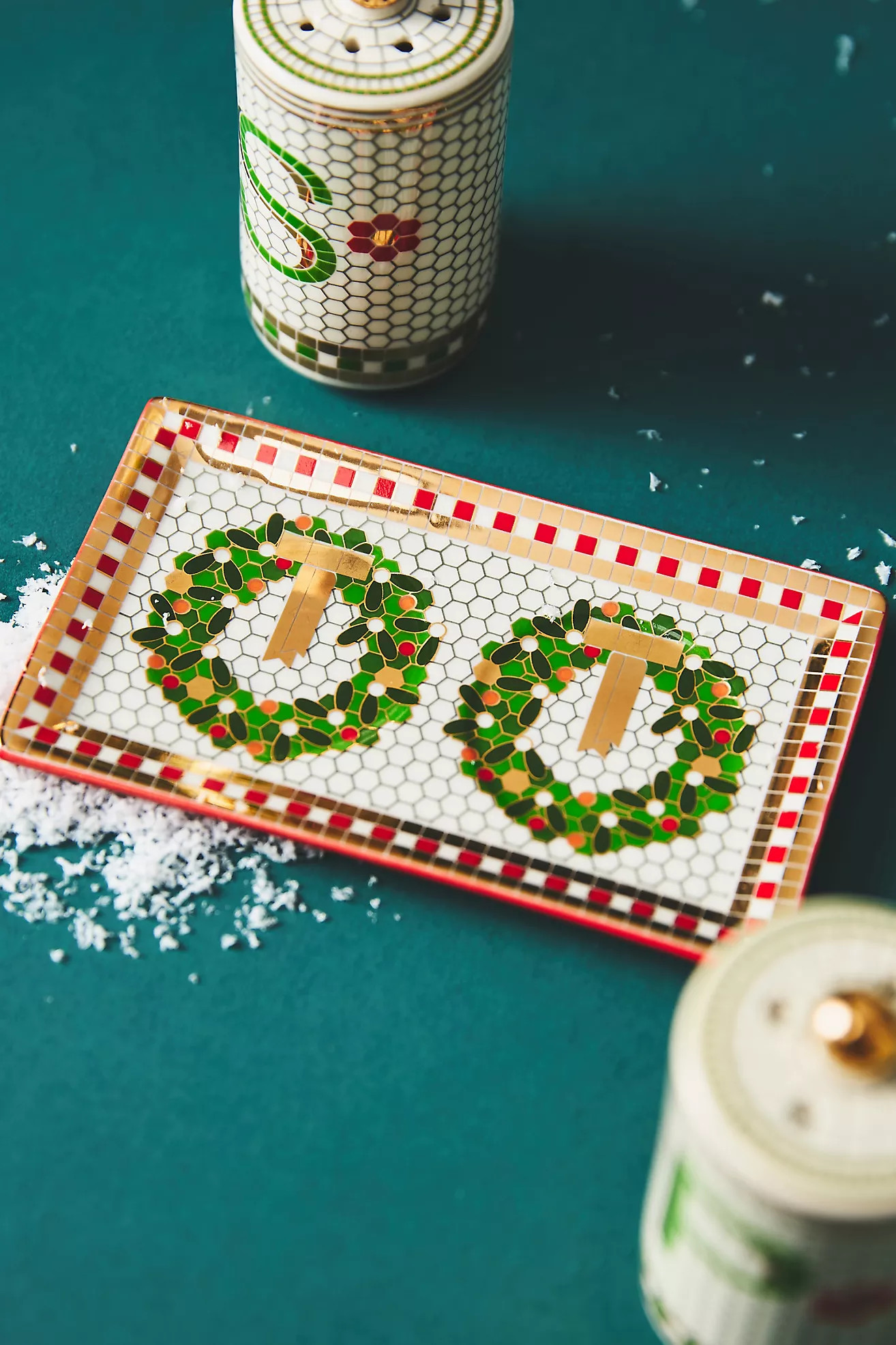 Festive Tile Handpainted Stoneware Salt & Pepper Shakers | Anthropologie (US)