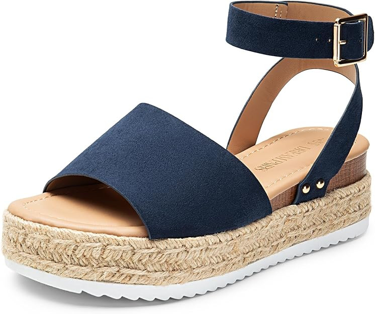 DREAM PAIRS Women's Platform Espadrilles Casual Ankle Strap Wedge Sandals Comfortable Dressy Summ... | Amazon (US)