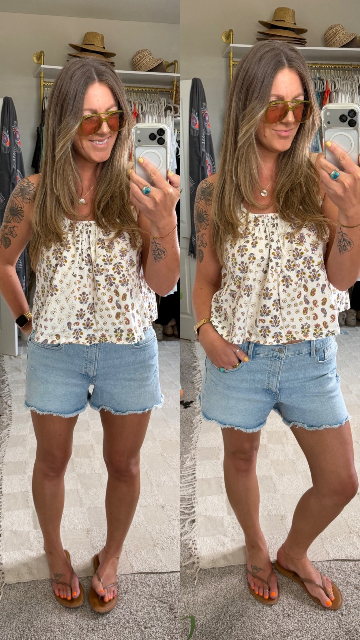 Medium top (50% off) 12 shorts (40% off) 11 wide sandals (us & 🇨🇦 links) 

#LTKOver40 #LTKTall