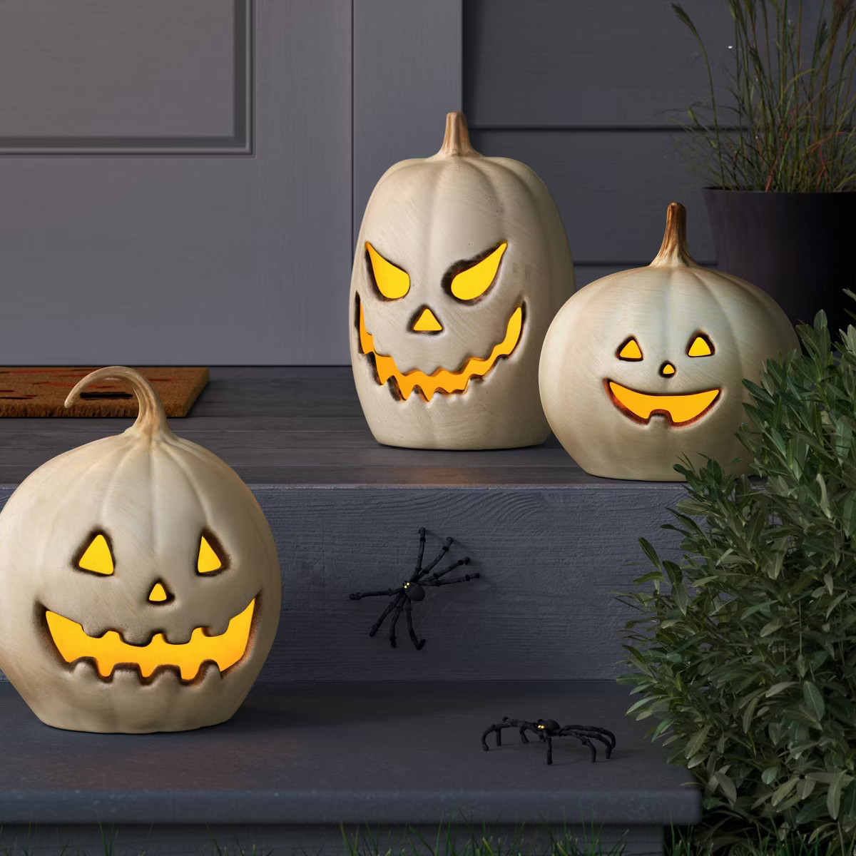 9.75" Classic Lit Pumpkin Jack O' Lantern Halloween Fall Prop with Timer and Terracotta Look Off-... | Target