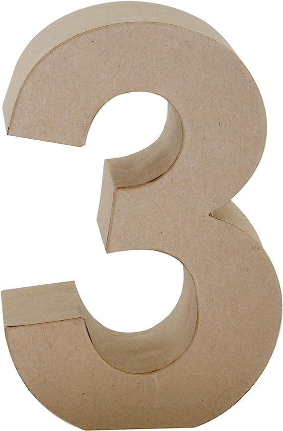 Papier Mache Paper Mache Number 3, 7" Size, 7 in, Brown | Amazon (US)