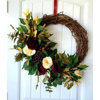 Fall Wreath, Autumn Rose Modern Elegant Wreath | Etsy (US)
