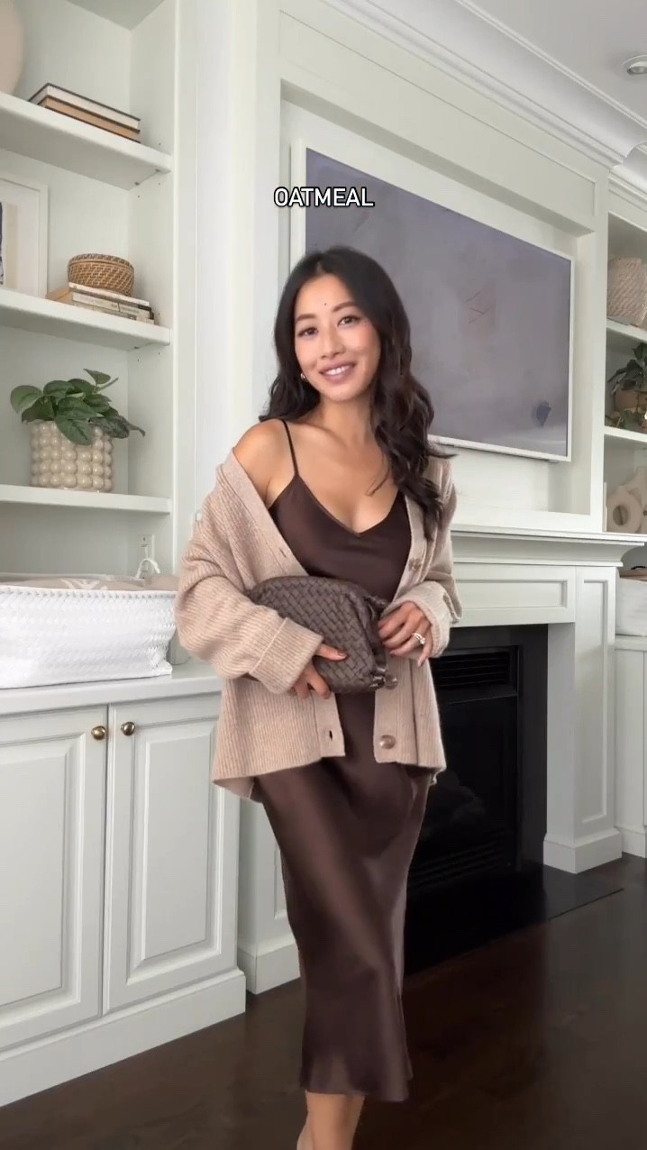 Colors to pair with chocolate brown

• quince silk slip dress XS with adjustable straps

• boyfriend cashmere cardigan is oversized fit, very cozy and love it with the matching cashmere cropped tank top

• shrunken cashmere sweaters xs 

holiday party style, Christmas photos outfit

#LTKHoliday #LTKPetite #LTKFindsUnder100