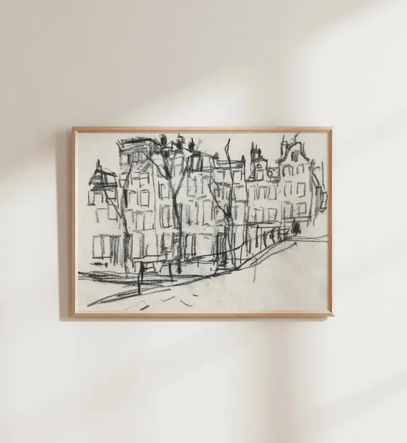 Vintage Black Charcoal Abstract Sketch | Antique Line Drawing | PRINTABLE Art | Minimalist Art | ... | Etsy (US)