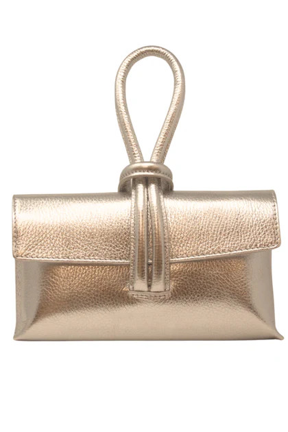 German Fuentes Genuine Italian Leather Gold Wristlet Bag | The Willow Tree
