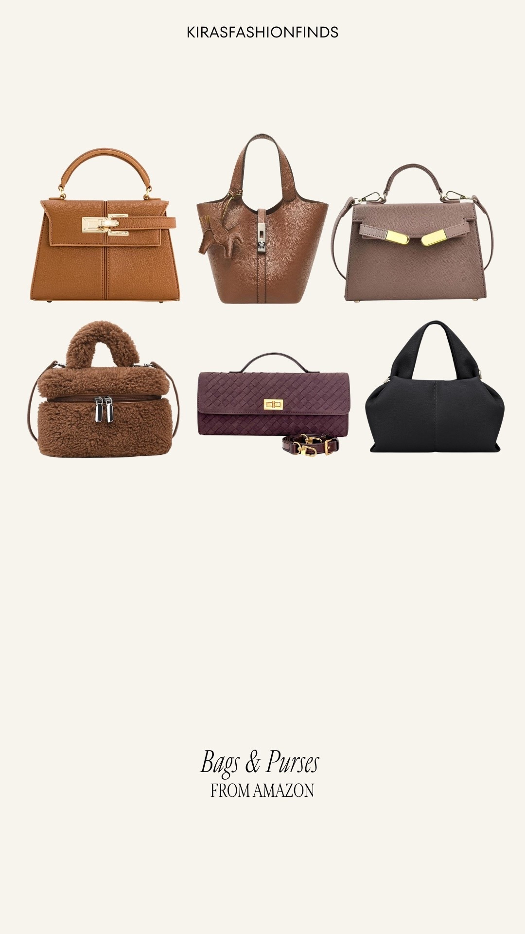 Elevated finds that look designer without the designer price ✨  
These Amazon bags are chic, structured, and perfect for everyday or dressy looks — proof you don’t have to splurge to get that luxe feel.

Perfect for work days, date nights, errands, travel, and holiday outfits.

👜 Styles include: top-handle bags, mini totes, crossbody silhouettes, and soft statement purses.

All bags linked and ready to shop  
Follow me on Instagram and YouTube @kirasfashionfinds