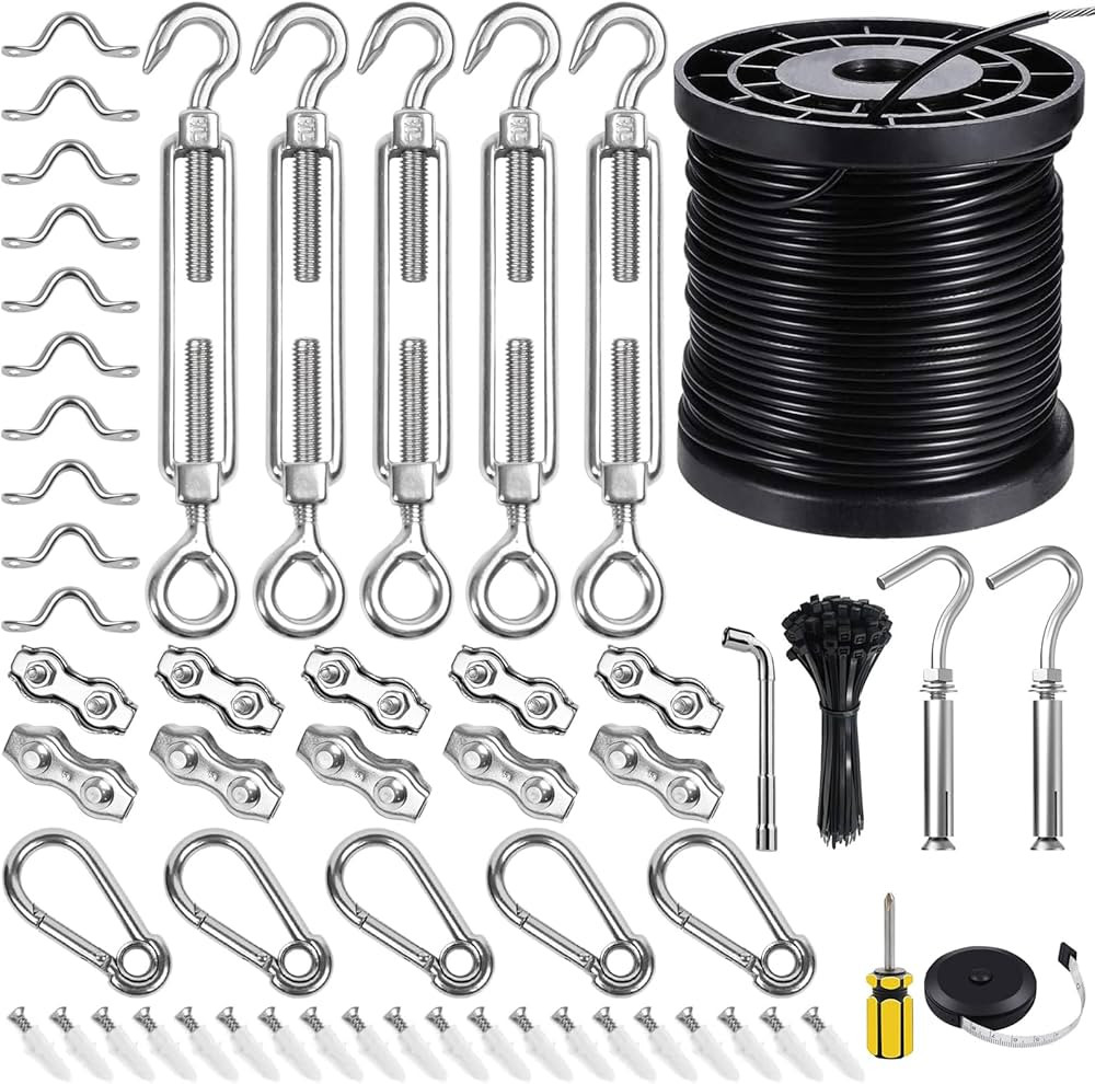BLIKA Globe String Light Suspension Kit, Outdoor Light Guide Wire, 170FT Coated Stainless Steel 3... | Amazon (US)