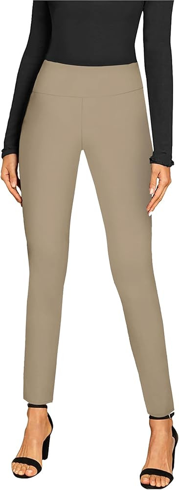 Hybrid & Company Women Stretch Skinny Dress Pants Nylon Ponte Pull On Office Leggings Trousers | Amazon (US)