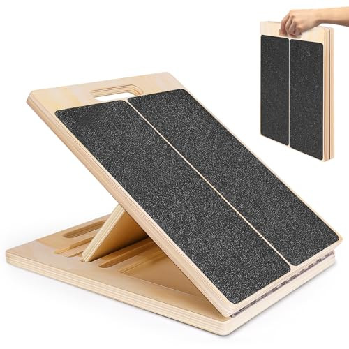 Amazon.com: Portable Wooden Slant Board for Calf Stretching Squats Calf Stretcher Pilates Physica... | Amazon (US)
