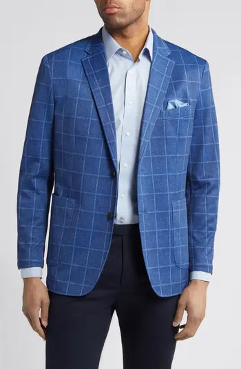 XC Flex® Blue Windowpane Check Knit Sport Coat | Nordstrom