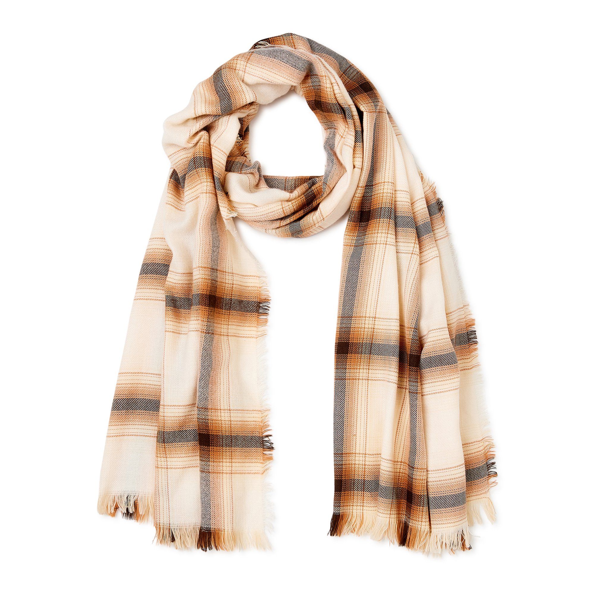 Scoop - Scoop Plaid Woven Oblong Scarf with Frayed Edges - Walmart.com | Walmart (US)