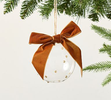 Gold Dotted Glass Ornament with Bow | Pottery Barn (US)
