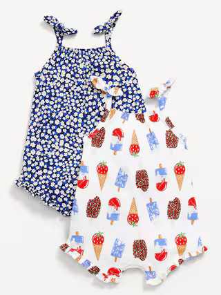 Sleeveless Tie-Knot One-Piece Romper 2-Pack for Baby | Old Navy (US)
