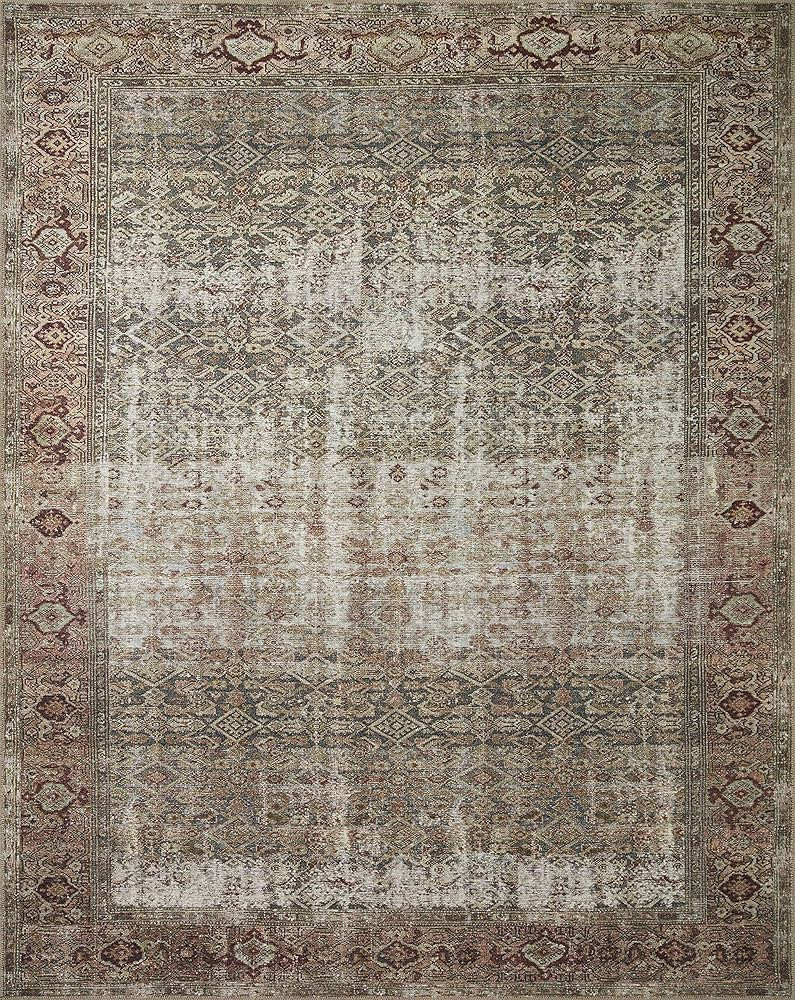 Amber Lewis x Loloi Georgie Collection GER-07 Moss/Salmon 7'-6" x 9'-6" Area Rug | Amazon (US)