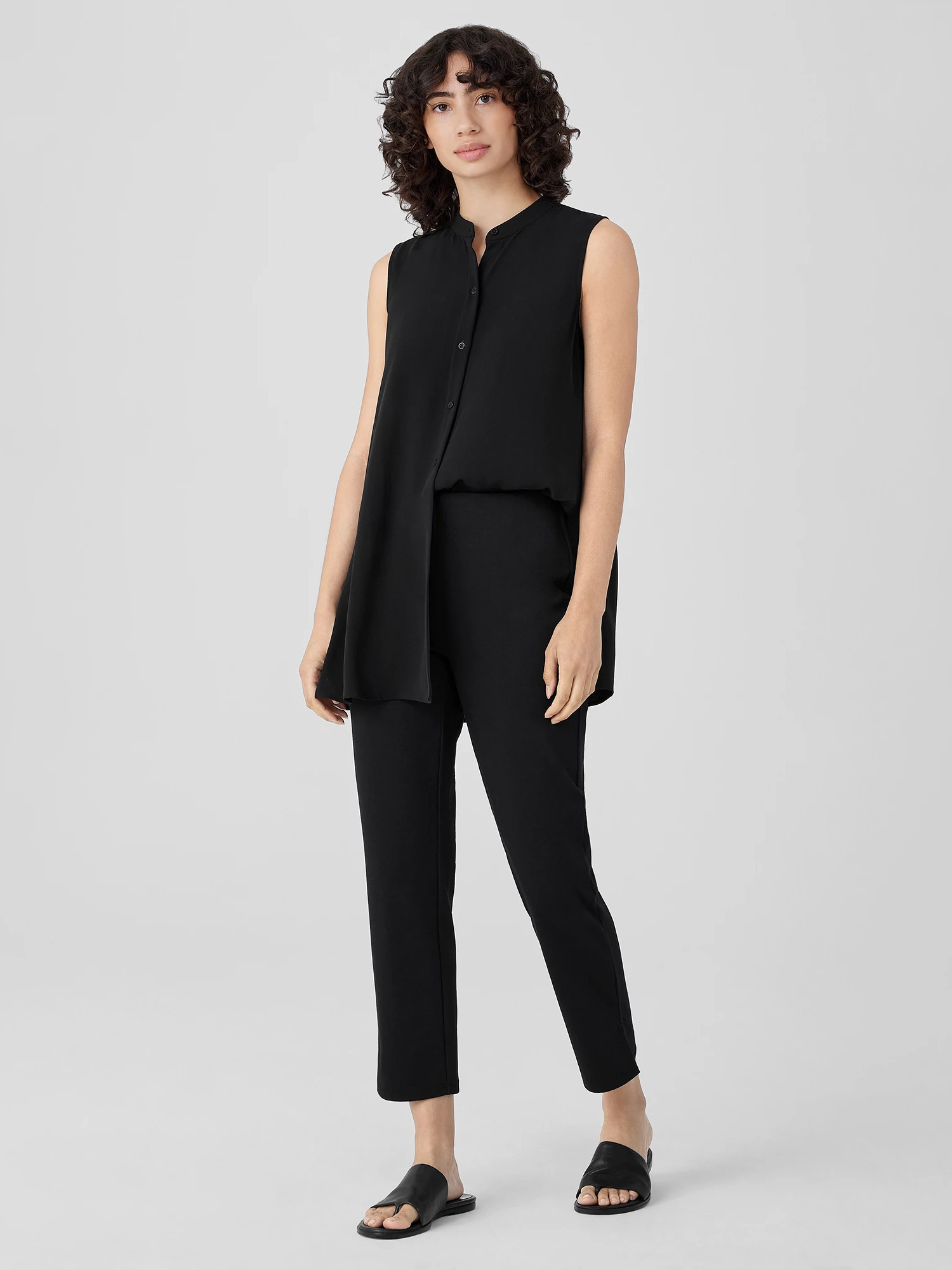 Cotton Blend Ponte Pant with Slits | Eileen Fisher